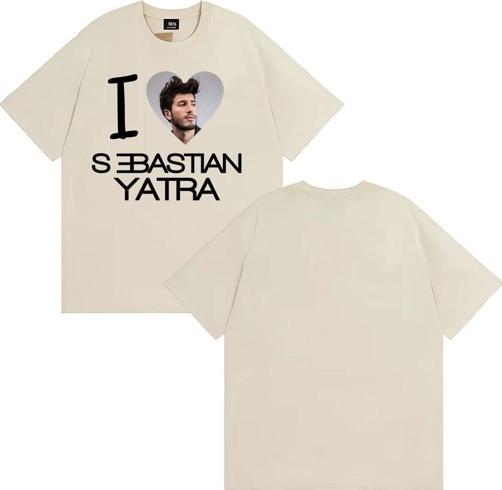 I Love Sebastian Yatra Singer T Shirts Mens Clothing Fashion Trend Short Sleeve Tshirt Unisex High Quality 100 Cotton T Shirt