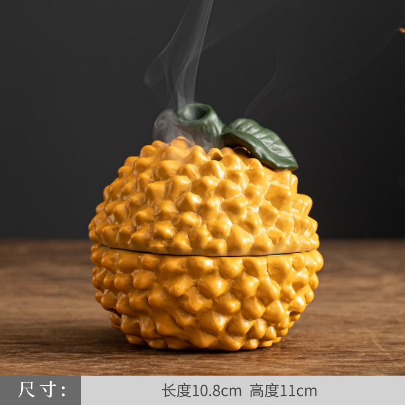 Big Fortune and Auspicious Ceramic Incense Burner, Ugly Orange Incense Holder, Mugwort Sandalwood Incense Burner