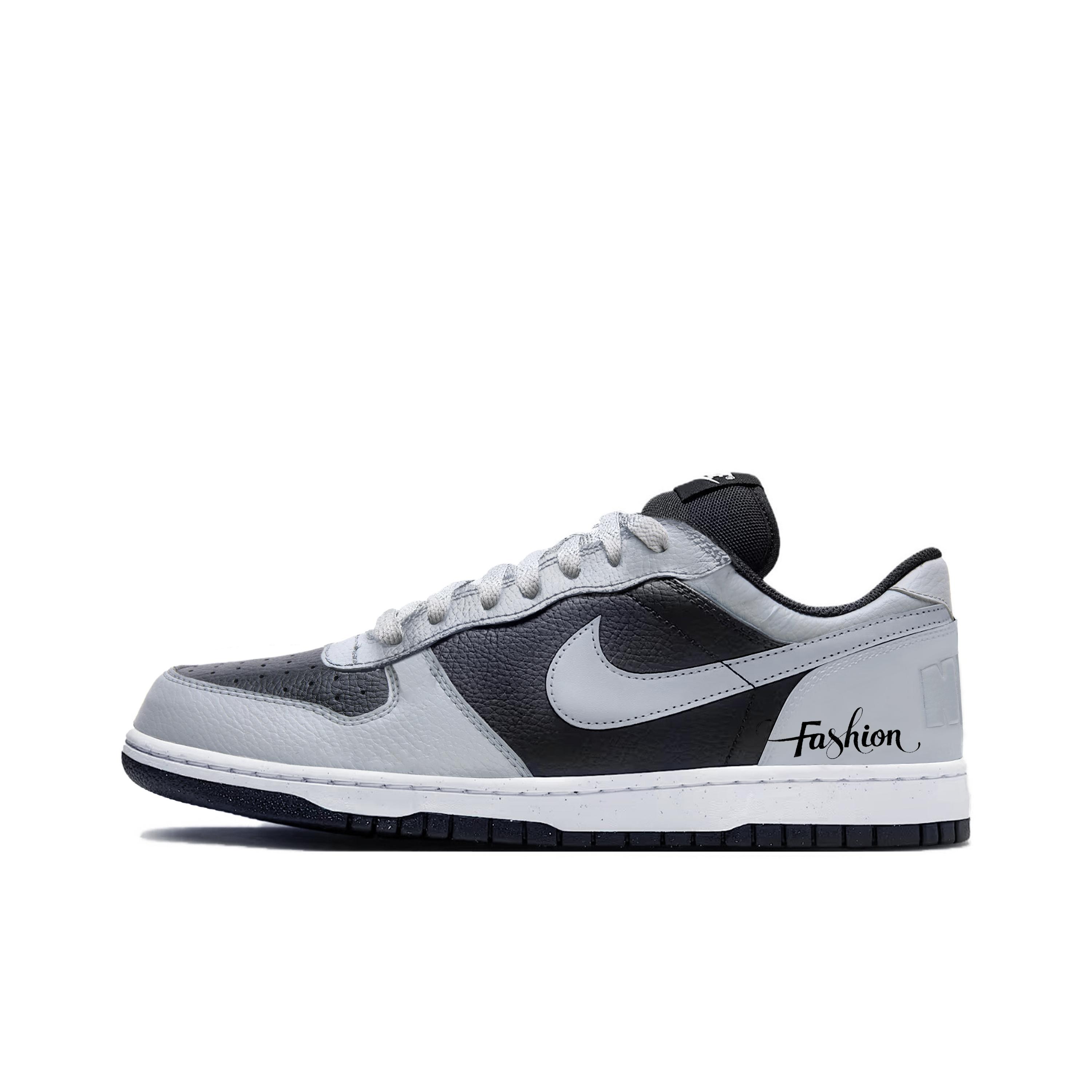 

Nike Big Shadow Gray Leather Cushioning Low top Skateboard Shoes Men s Black Gray 355152-016(Team1640-) 40