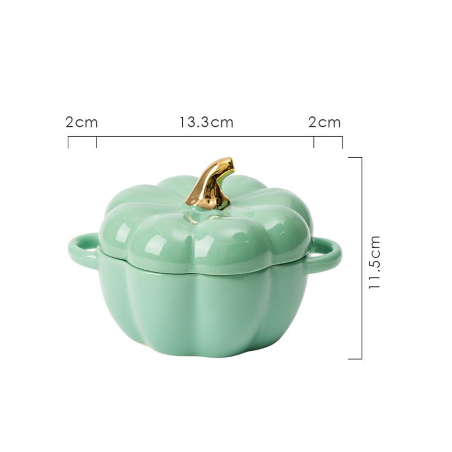 Pumpkin Ceramic Bowl with Lid 15oz Pumpkin Soup Bowl with Handle Pumpkin Decor Storage Jar for Home Thanksgiving Halloween Party