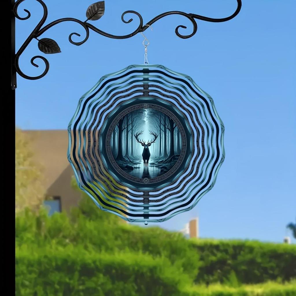 10-Inch Shadow of The Forest Wind Spinner – 360° Rotating 3D Hanging Kinetic Decor for Garden, Yard, or Indoor