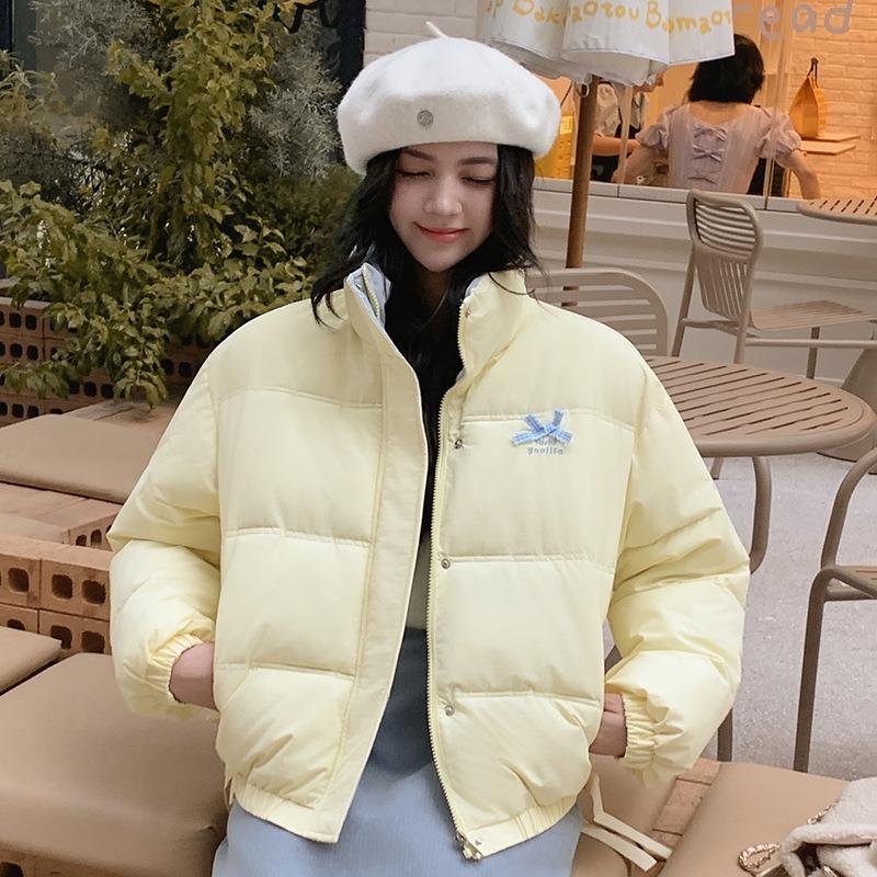 

Зимняя новая одежда с хлопковым наполнителем, женская короткая, мужская одежда в виде банта, хлебная одежда, хлопковые куртки, утолщенные хлопковые куртки 3XL suggestion [150--165] catties жёлтый