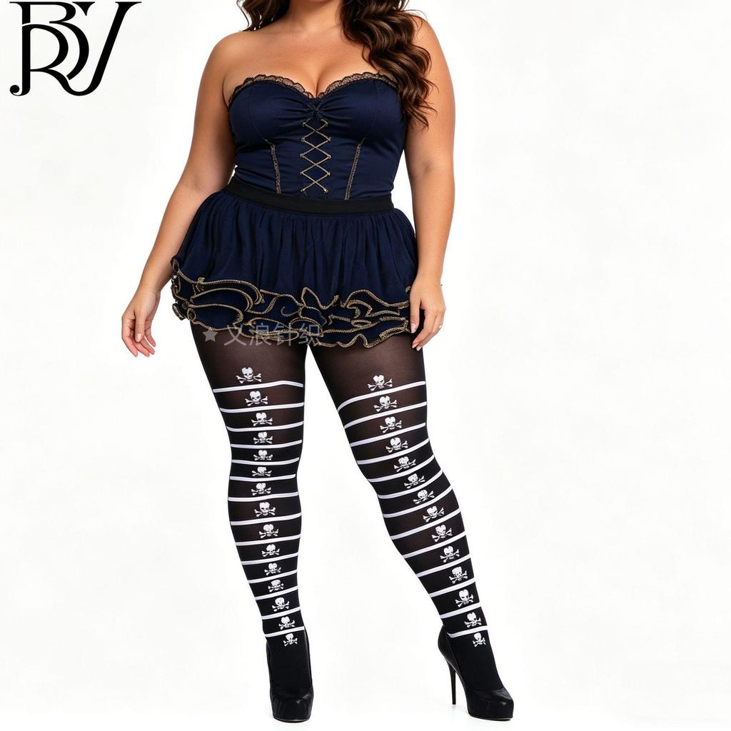 Halloween & Christmas Cartoon Print Stockings - Festive Pantyhose for Holiday Parties & Costume Props
