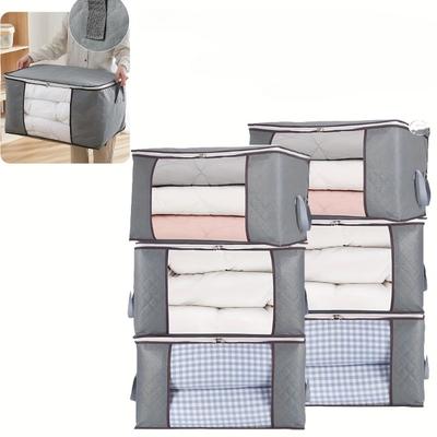 Extra Fabric Storage Bins for Clothing Bedroom Organizer with Clear View Windows and Carry Handles Ideal for Blanket Storage