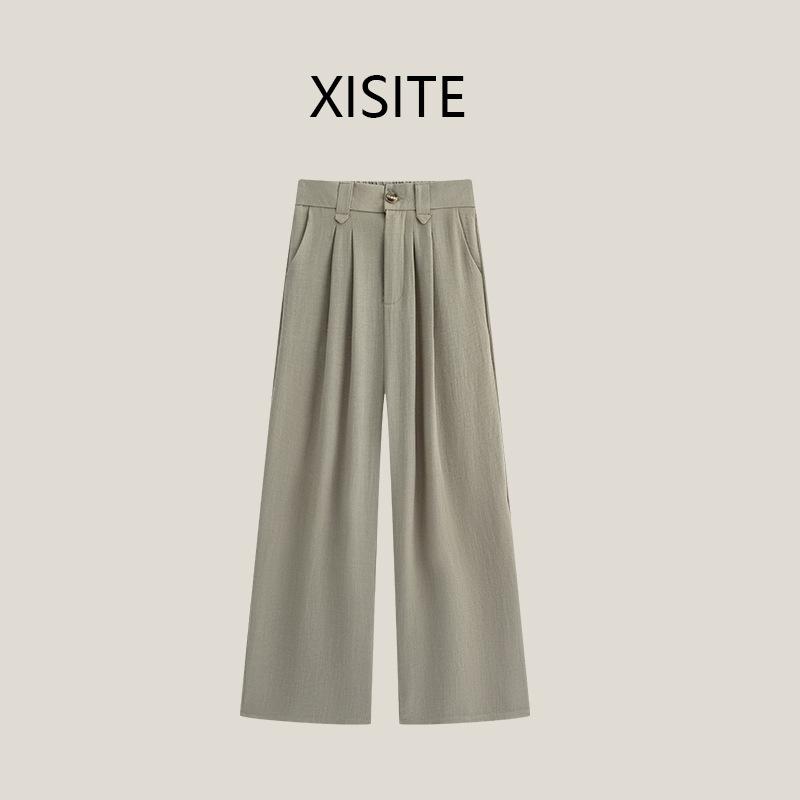 Linen pants women's spring and summer new casual white thin high-waisted thin straight cotton and linen wide-leg trousers