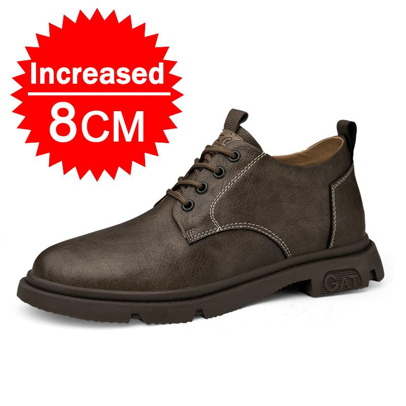 

Мужская деловая кожаная обувь. Мужские повседневные дышащие рабочие ботинки. Обувь на рост 8 см. Удобная внутри трендовая обувь ручной работы. 44