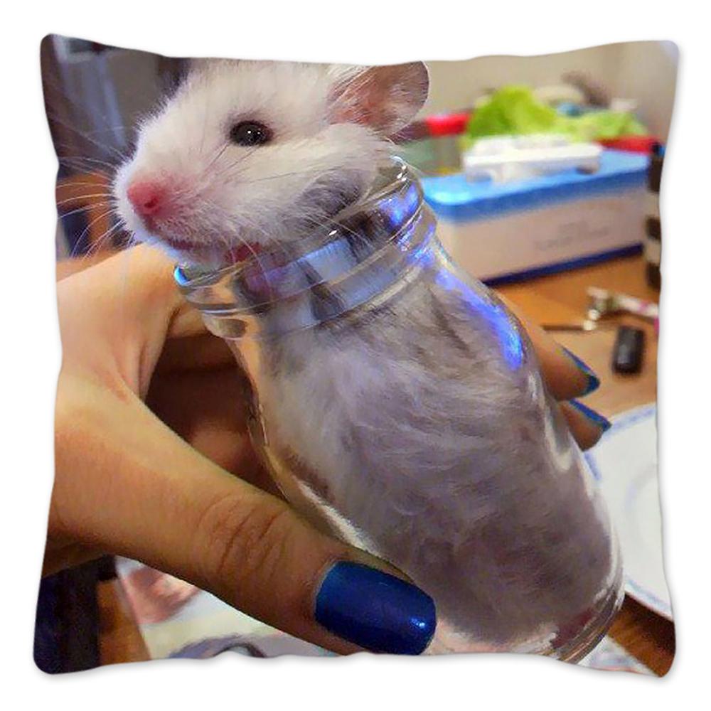 Funny Hamster Meme Pillow Cover Home Decor Polyester Cushion Cover for Sofa Car Cute Pillow Case Cojines Decorativos Para Sofá