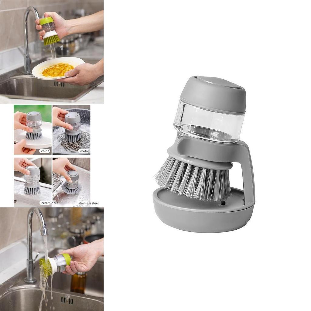 Household Dish And Pot Brush With Builtin Liquid Injector For Lazy Clean