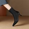 Krazing Pot Microfiber Autumn Winter Shoes Stiletto Thin High Heels Big Size 40 Modern Boots Pointed Toe Keep Warm Zip Ankle Boots