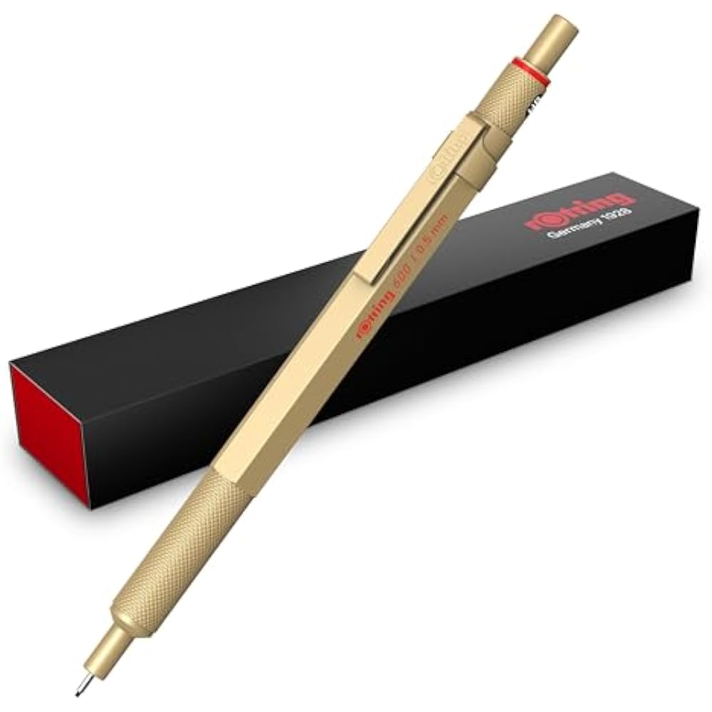 Rotling Mechanical Pencil Gold 600 2158796 0.5mm RoTring Mechanical Pencil Premium Writing Statio...