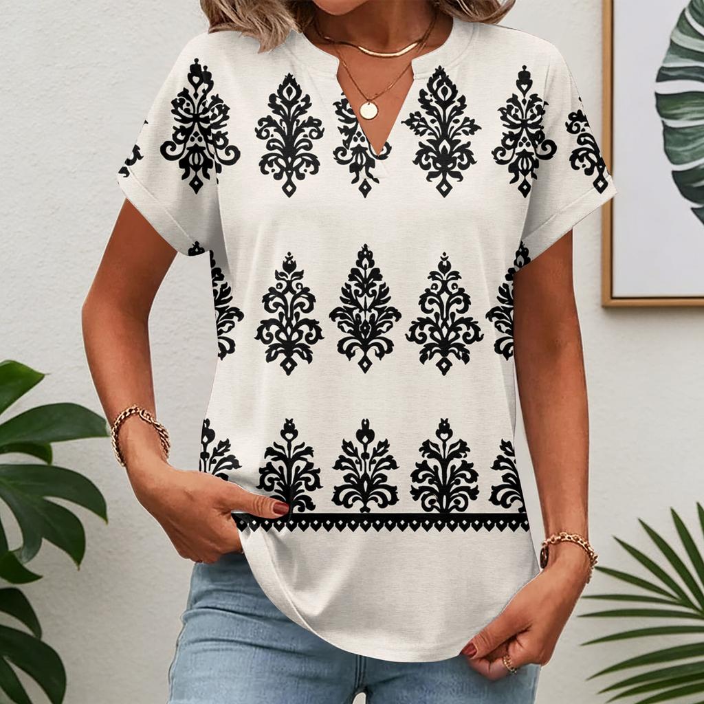 Damen Oberteile Kurzarm T-Shirts Sommer V-Ausschnitt Hemden Arbeitsblusen Business Tuniken