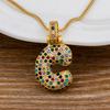 Nidin Fashion Luxury 26 Letters Copper Zircon Pendant Necklace for Women Rainbow Initials Name Necklace Wedding Party Jewelry