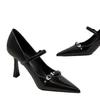 Versatile and not tired, small size high heels, black fashion 2025 foot year, new metal women's high heels temperament