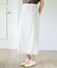 SLOWLOLLI Floral Chiffon Shirring Long Skirt - Cream
