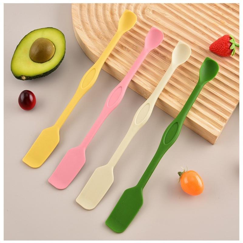 Double Ended Silicone Scraping Spoon Heat Resistant Food Grade Non-Slip Handle Utensil for Home Baking Cooking