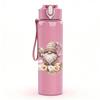 1PC Three Cute Gnome Winter Folk Print 750ml Color Plastic Sports Water Bottle Leakproof Flip Straw Lid Suitable for Sports Office Home Use