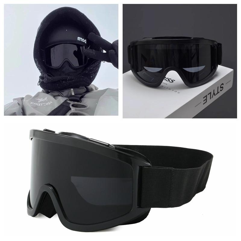 

Ski goggles for men and women, outdoor ski glasses, windproof goggles, suitable for those with myopia, for mountaineering, snow blind protection, and Black Frame Black and Gre