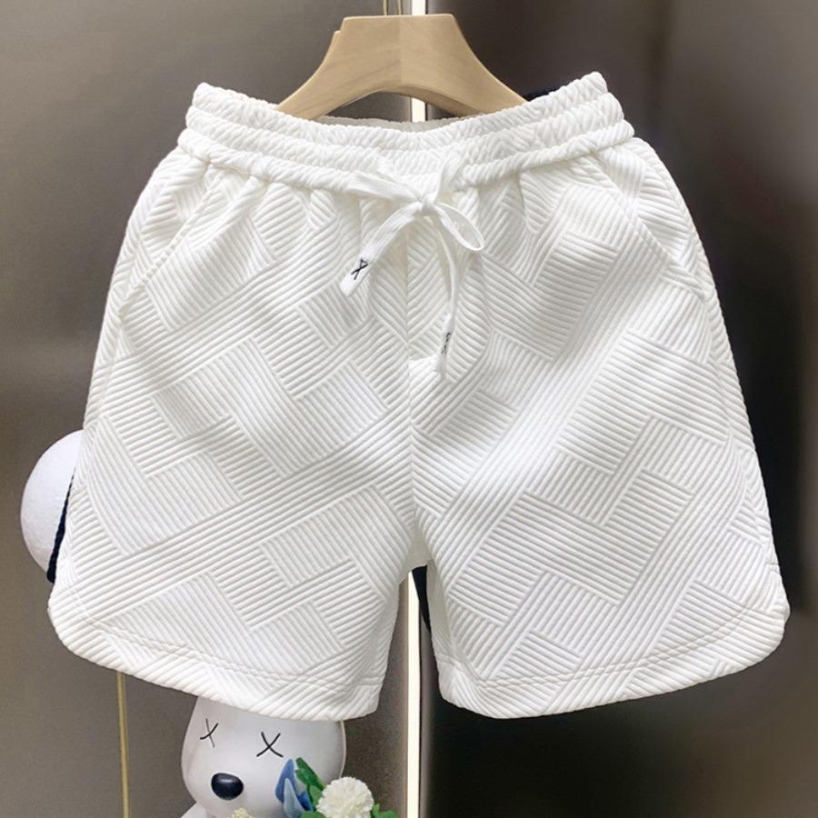 Men's Trendy Diamond Pattern White Shorts - Stylish Summer Home Wear Half Pants