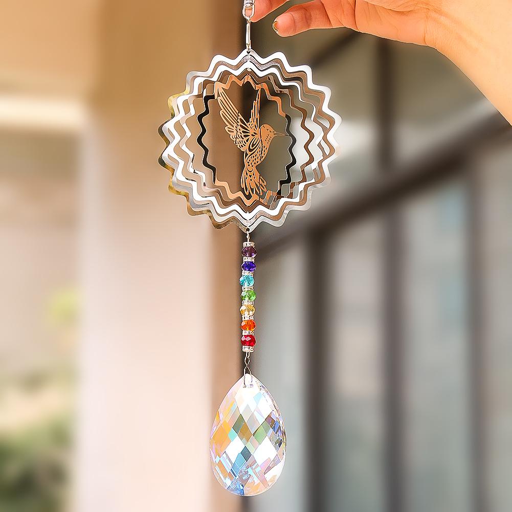 

Радужные хрустальные призмы в виде колокольчиков, вращающийся подвесной декор, подвеска для медитации в виде чакры, отражение, ловец солнца