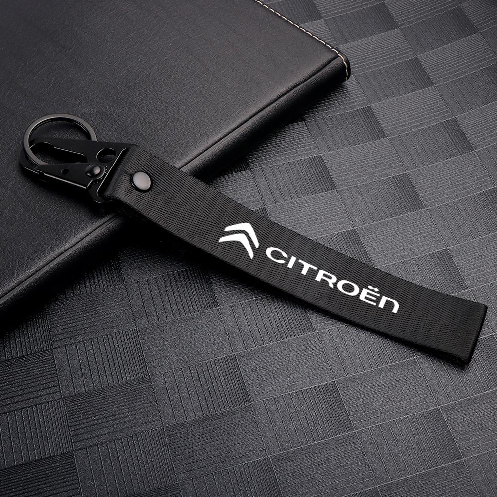 För Citroen C1 C2 Grand C4 Picasso C4L VTS C-ELYSEE DS Aluminium Metall Bil Däckventilskydd Bilmärke Nylon Nyckelring Tillbehör