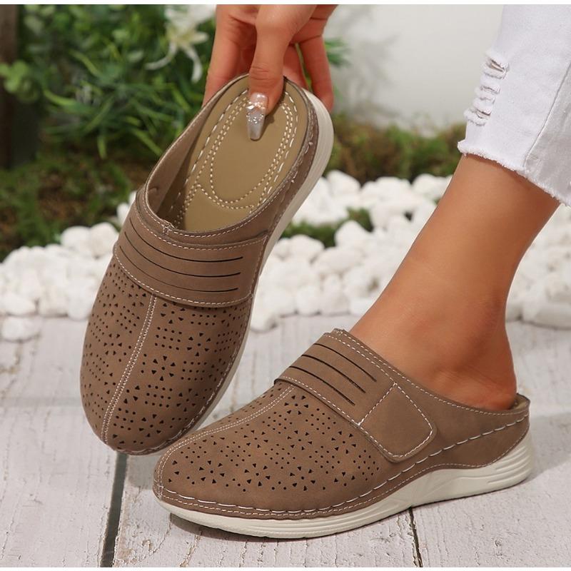 Fashion Women's Vintage Style Solid Color Mules Composite Toe Platform Heel Shoes Man-Made Inner Insole Faux Sole Spring Season Slipper