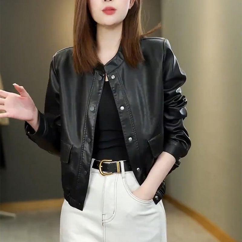 Women's Petite PU Leather Jacket - 2025 Spring Fashion Trend