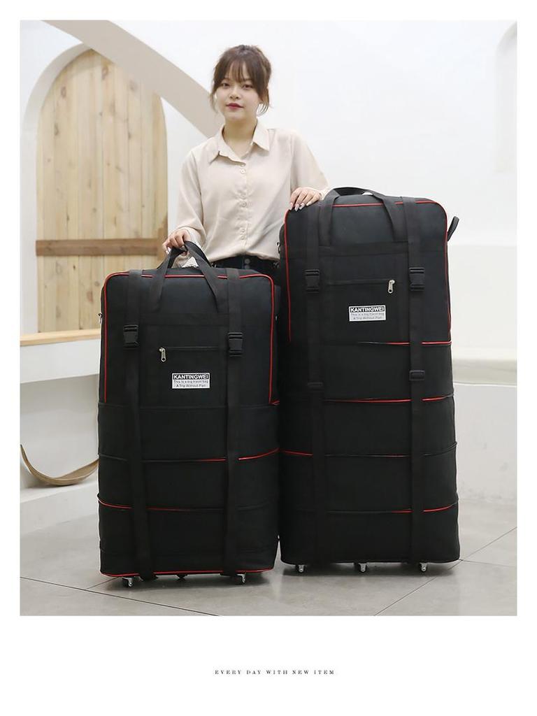 158L Aviation Large Capacity Rolling Travel Bag - Foldable Wheeled Luggage Storage, Oxford Cloth