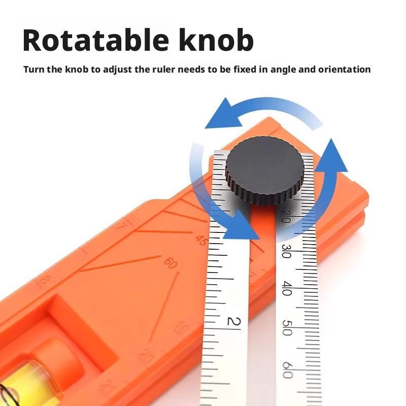Multifunctional Angle Ruler, Precision Woodworking Protractor Level Measure Tool For Carpenter, 90/45 Degree With Depth Gauge