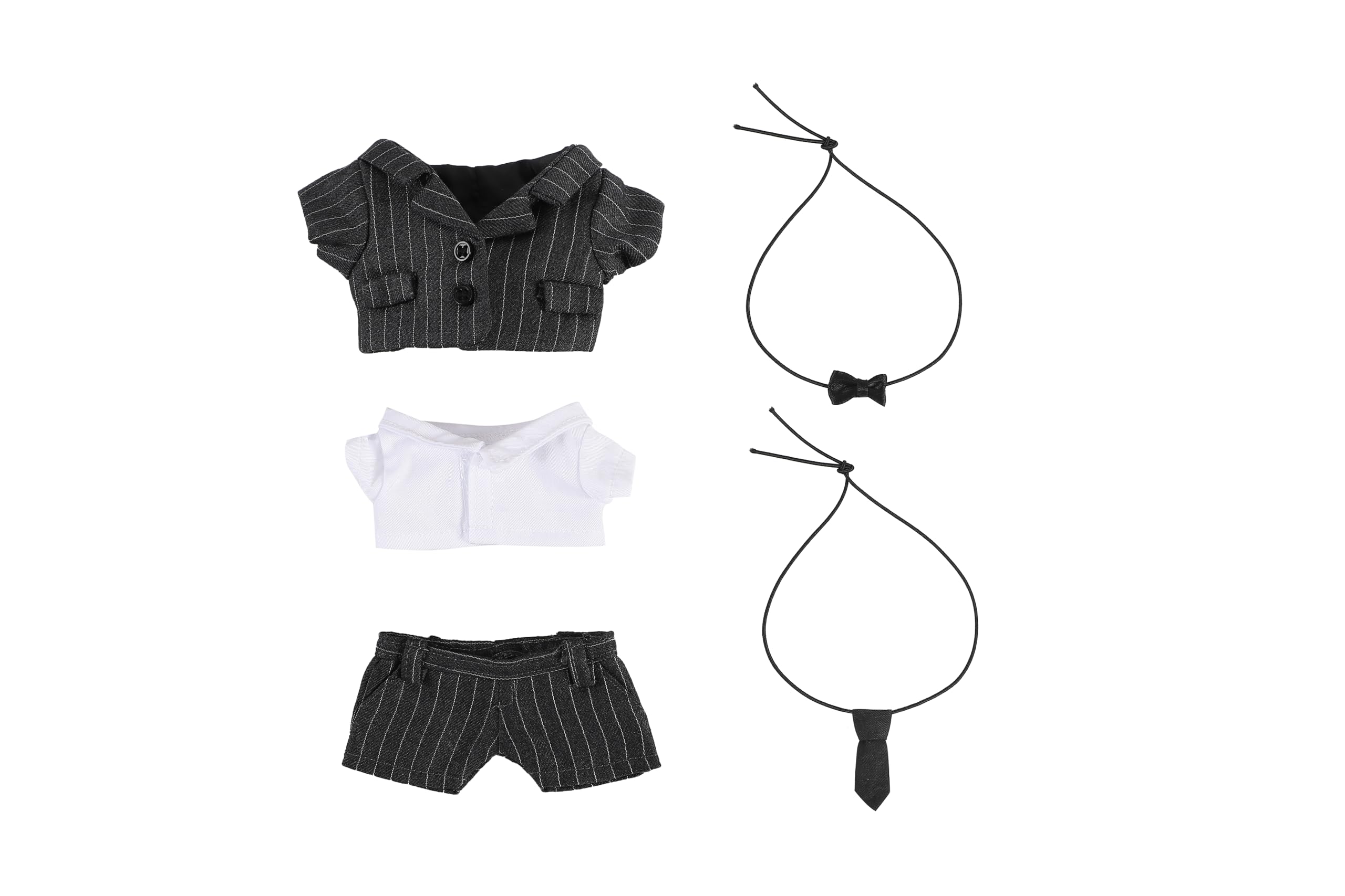 

AXLUCE Plush Clothes - 15cm Plush Doll - Suit, Shirt, Tie, Bow Tie (Gray Stripes)