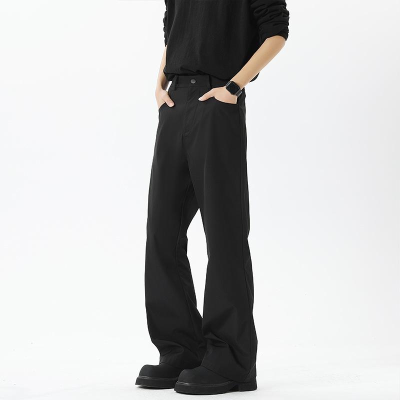 Men Cleanfit Black Draped Loose Straight Flared Casual Pants