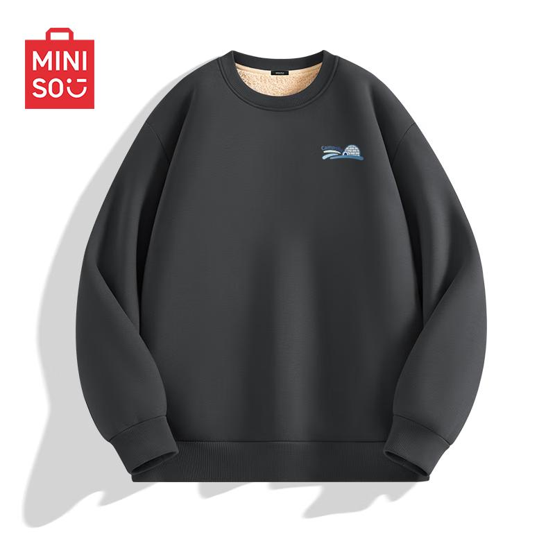 

MINISO Men s Fleece Lined Round Neck Sweatshirt 3XL