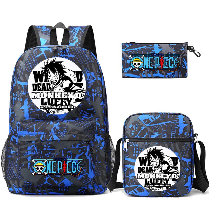 

3 шт./набір Суцільна сумка в стилі аніме, унісекс, сумка великої ємності з сумкою через плече, пенал, студентські приналежності для дівчаток, хлопчиків, студентів, рюкзак для щоденного відпочинку