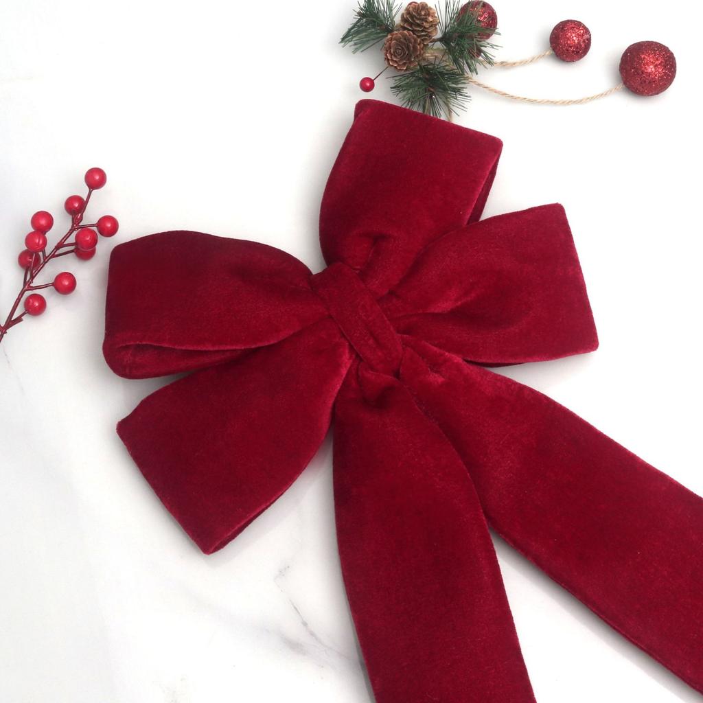 New Christmas Red Four Ear Bow Wedding Party Decoration Velvet Bow Pendant