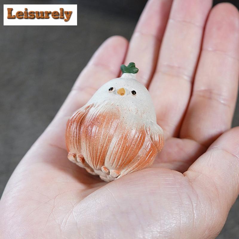 Yixing Zisha Garlic Bird Tea Pet Creative Tea Sculpture Tea Figurine Play Toys Tea Statue Ornaments Can Be Raised Decoration