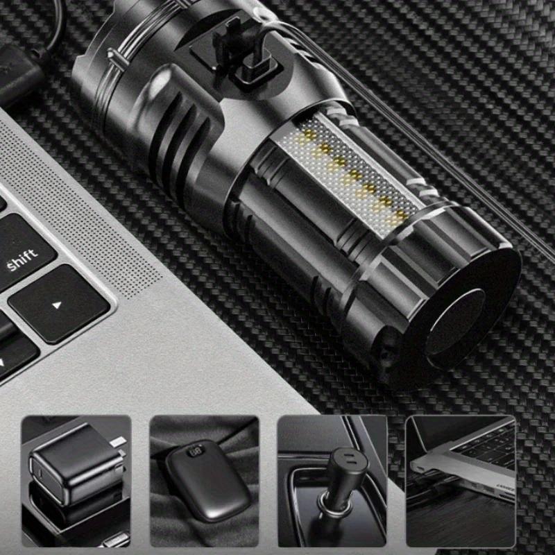 Outdoor Essential Taschenlampe, 9 Lichtperlen, Eingebauter 1800mAh Akku mit großer Kapazität, Leicht und tragbar, Magnetisches Heck, Camping und Patrouille