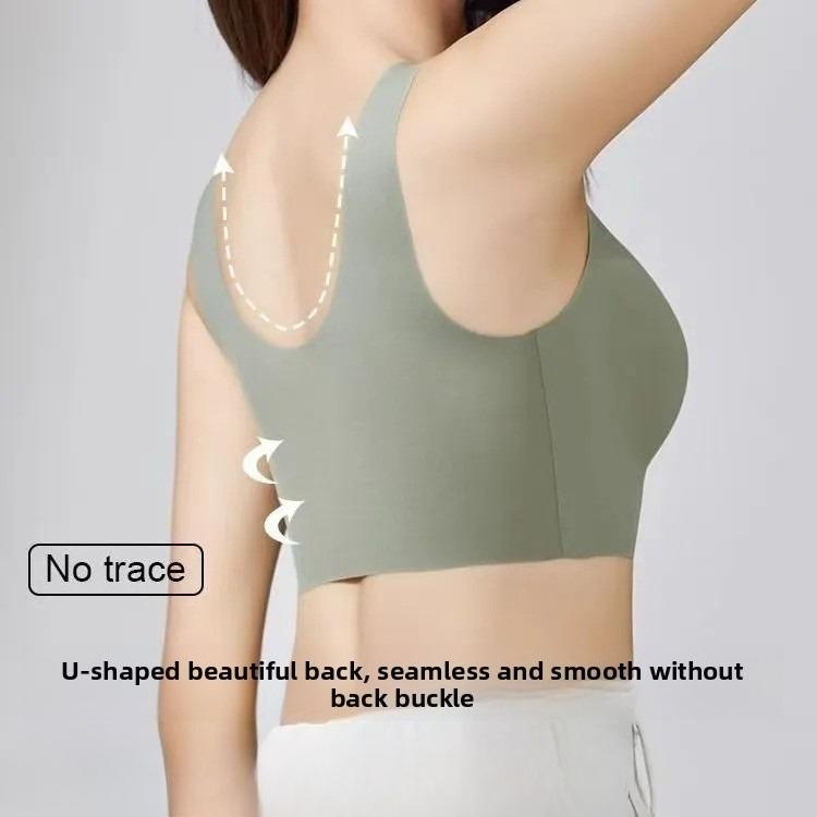 Cloud-Like Seamless Vest Full Bust Minimizer Bra, Plus Size Anti-Sag Side Gathering Lightweight Sleep Sports Bra