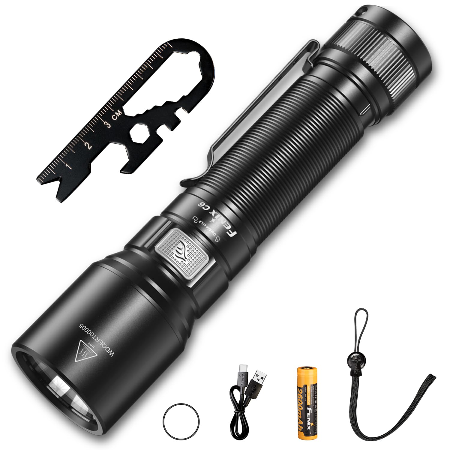 

Fenix C6 Powerful LED 1500 Lumens 300 Meter Beam 2600mAh USB IP68 Waterproof and 54 Hours of Standby Magnetic Lightweight Design for Emergency Power чорний
