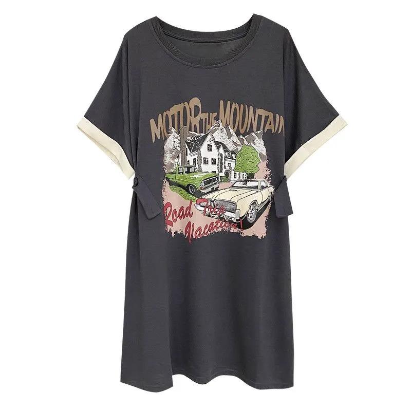 T-shirt for Women Large Size Cotton Summer T-shirt Soft Loose Printed Casual Comfortable Pullover T-shirt Top