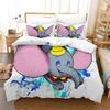 Anime Elephant Duvet Cover Set With Pillowcases 75*50cm, Dumbo Bedding Set Cartoon Comforter Cover for Boys Girls Teens Bedroom