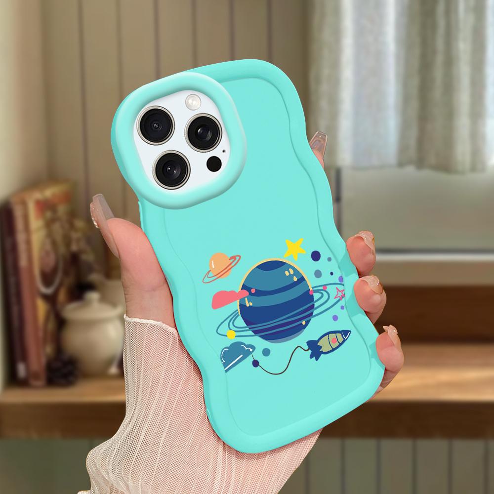 Big Wave Edge Material siliconic moale Husă pentru telefon Macaron Carcasă de protecție antișoc din cauciuc pentru iPhone Samsung Huawei Honor Xiaomi Redmi OnePlus Moto