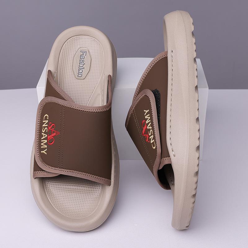 Fashion Men's New Summer Slippers Casual Beach Shoes Non-slip Soft Soles Lightweight Hand-stitched Comfortable Outdoor Slippers for Man