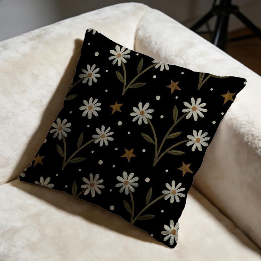 Daisy Flowers Cushion Cover Soft Decorative Pillow Case Suitable for Bedroom Sofa Car Travel Use