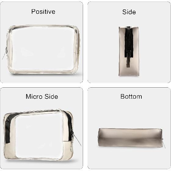 Ovenot 4 Pcs Clear Makeup Bags with Zipper, Makeup Cosmetic Bag for Women Men, Makeup Bag for Travel, Bathroom