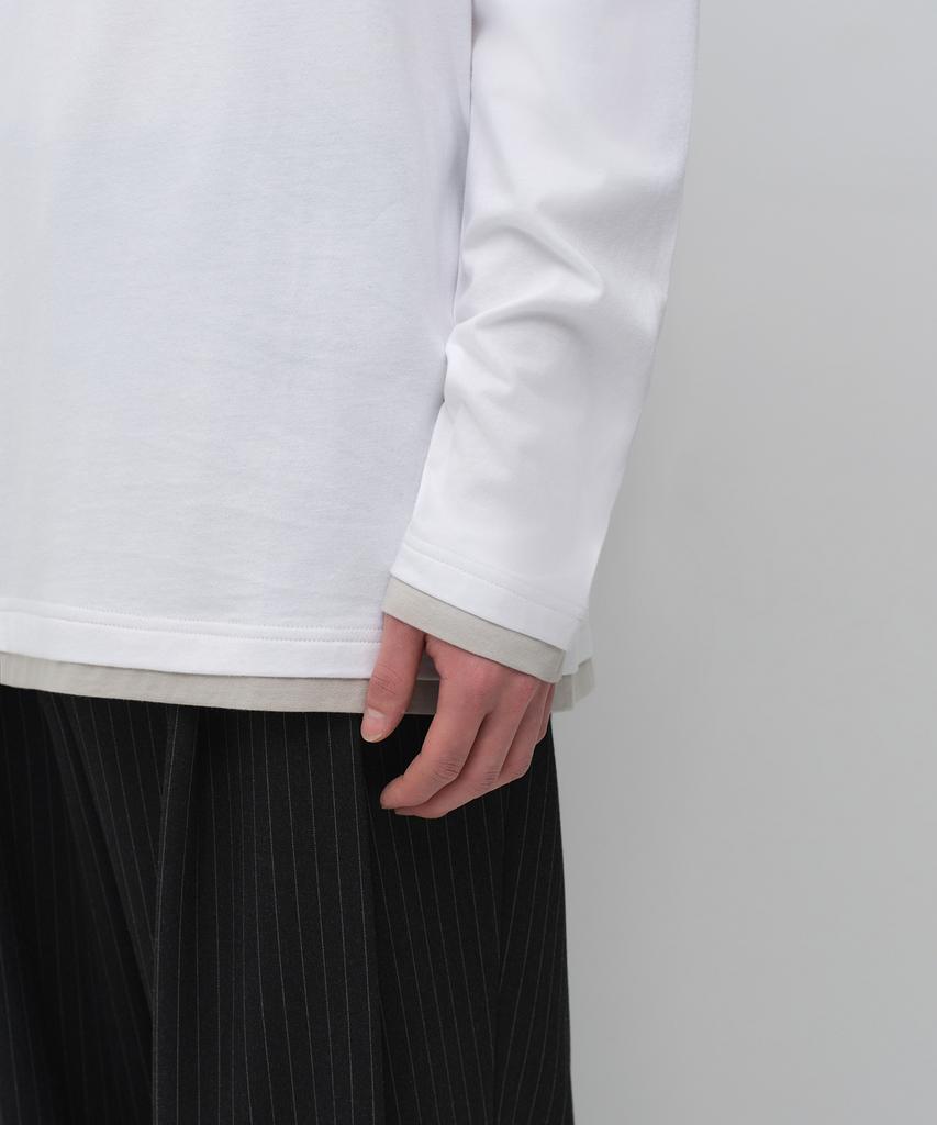Musinsa Standard Cr Layered Hem Long Sleeve T-Shirt [White]