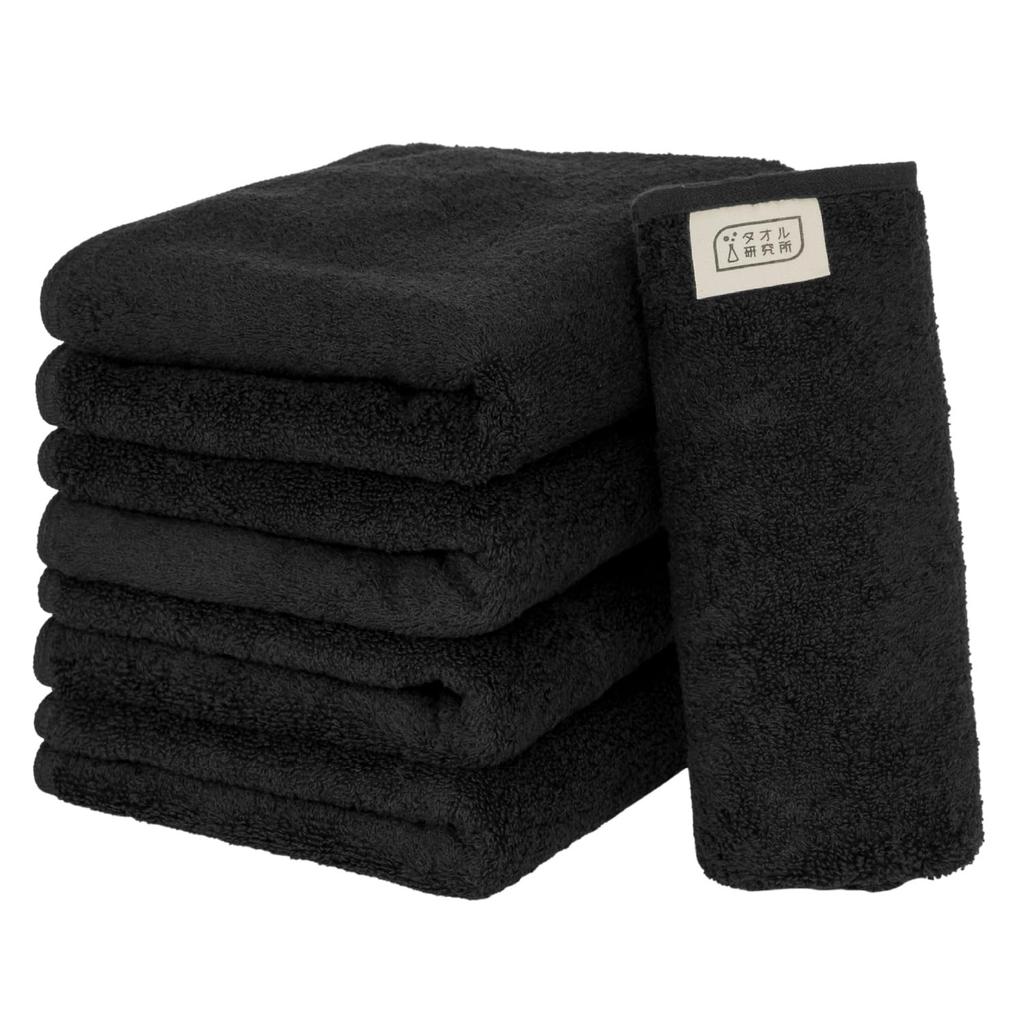 Towel Laboratory Face Jet Standard Medium Low Fast JapanTechnology [Everyday Simple] #001 Towels, Black, 5-Piece Set, Type, Weight, Lint, Absorbency,