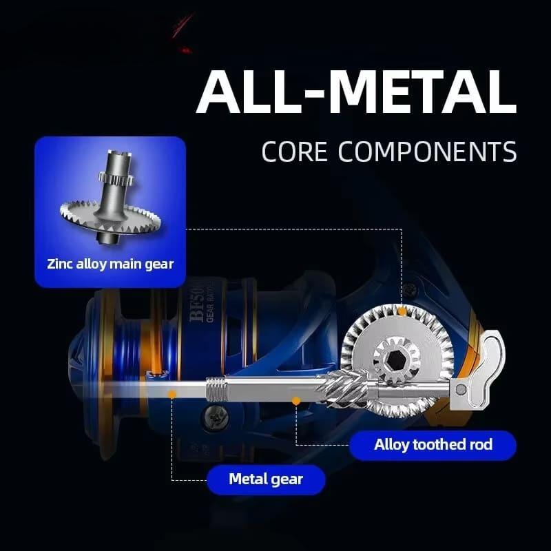 2024  Newest Fishing Reel 5.2:1 High Speed Ratio Metal Spool Spinning Reel 2000-7000 Gear Ratio Long Casting Solid Wood Sea Fishing Rod