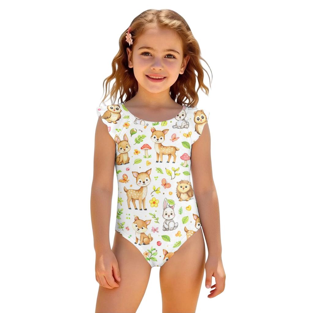 Girls One Piece Swimsuit Summer Animal Print Kids Swimwear Sleeveless Casual Beachwear Toddler Bathing Suit for Children