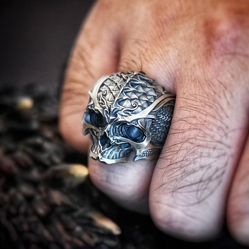 Vintage Gothic Skull Rose Ring For Men WoVintage Gothic Skull Rose Ring For Men Women Hip Hop Biker Finger Ring Halloween Birthd