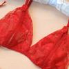 2 Pcs/Set Sexy Underwear Hollow Out Lace Solid Color Wireless Unpadded Open
