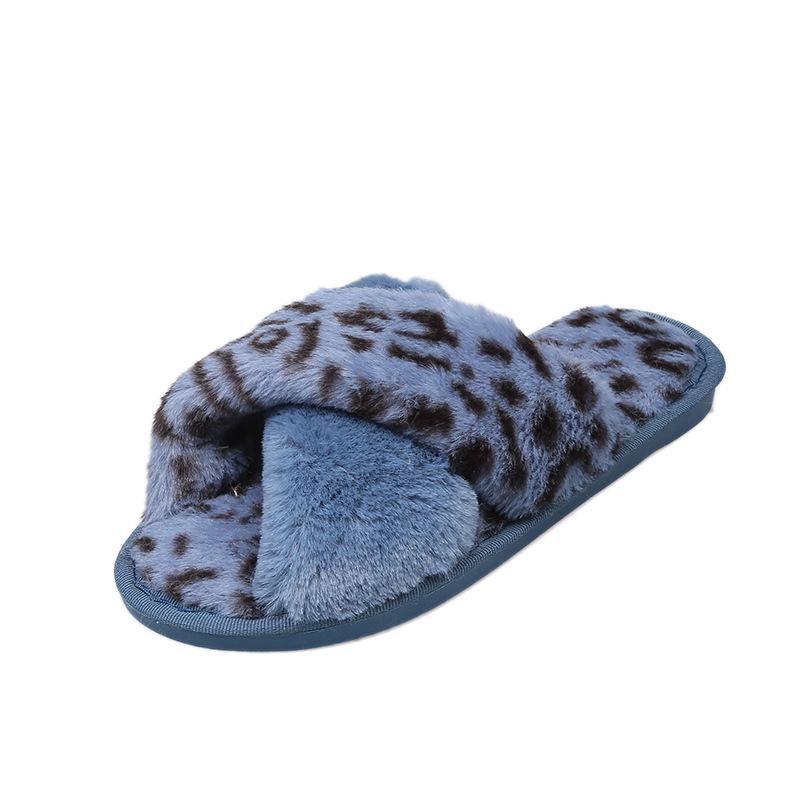 New Cross-haired Slippers Women's Fashion Korean Version Leopard Print Home Slippers Casual Flat Open-toed Floor Mop